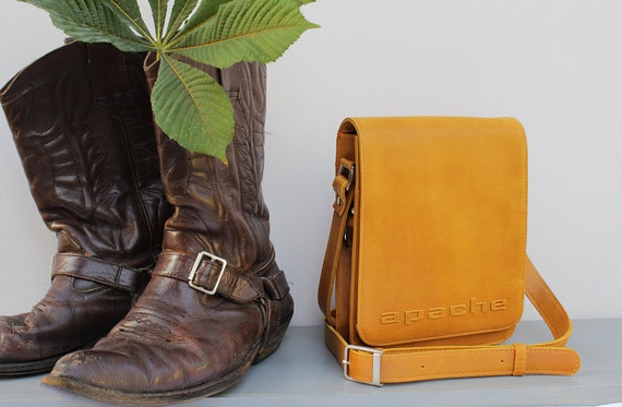 Jaune Solide Texas Rabat Besace Du Homme Rigide Compact Tabac Petit Fermeture Cuir Sac XZwlOPiuTk