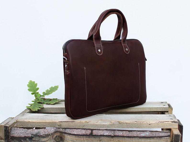 BENTON Brown Laptop Bag Brown Computer Bag Brown Leather Etsy