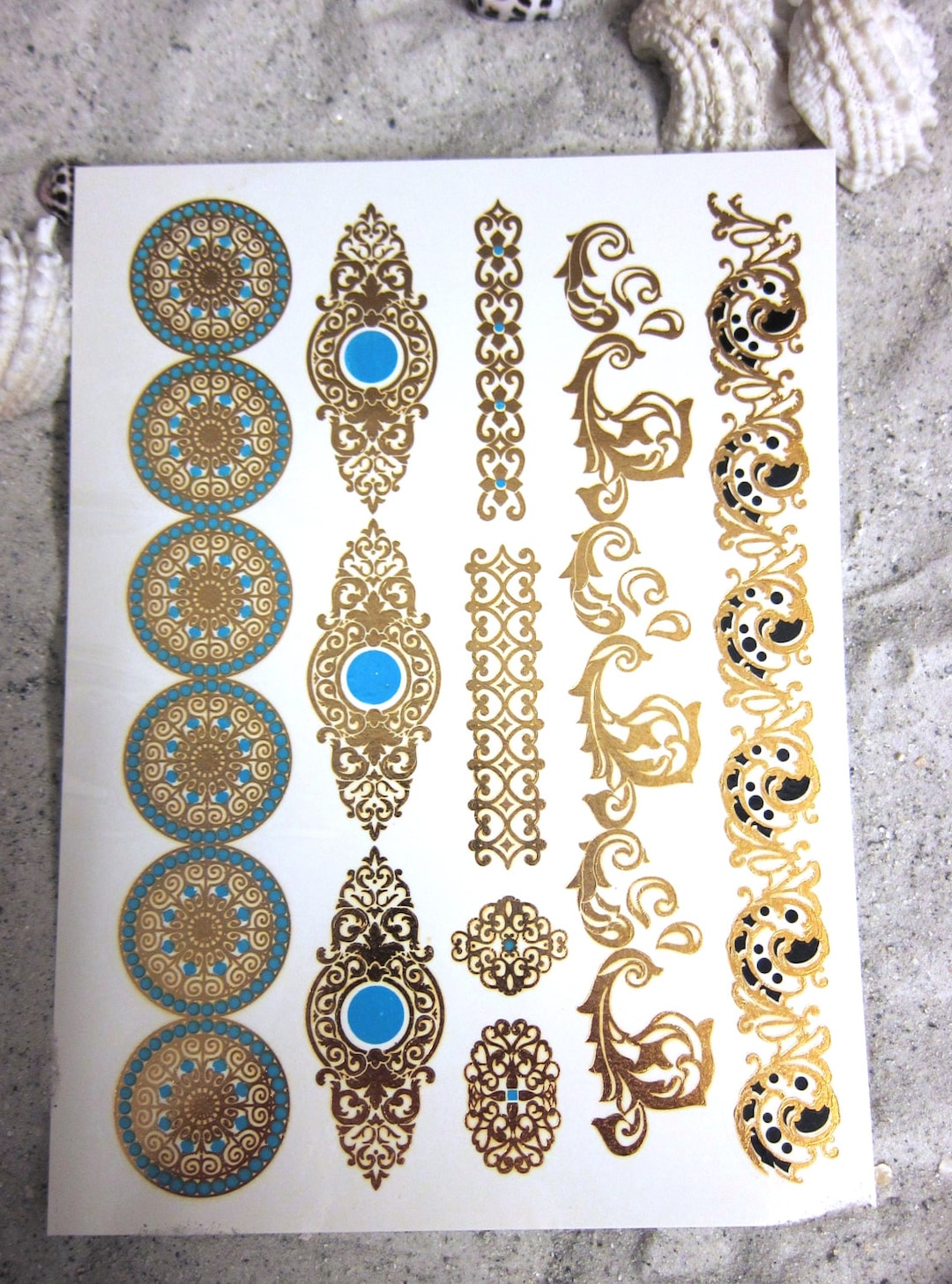 Lot De Tatouages Temporaires Flash - Bracelet Or, Argent Et Noir - 18 Pièces
