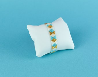 GEOMETRIC BRACELET, TURQUOISE & Gold Handmade Bracelet, Atlantis Design, Boho Jewelry Miyuki Beads, Mermaid's bracelet with triangles