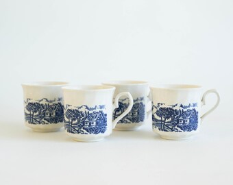 Four Churchill England Tea or Coffee Cups  in The Brook Design. Made in England.