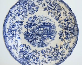 Blue transferware scenic Ironstone blue rare plate