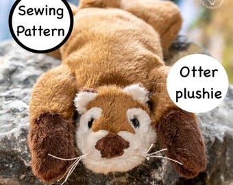 Pocketsize otter plush sewing pattern - Digital download - step by step guide DIY stuffed animal