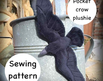 Patrón de costura de peluche de cuervo de bolsillo: descarga instantánea + tutorial. Peluche de cuervo pequeño DIY. Guía de peluches hechos a mano para amantes de los cuervos.