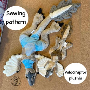 Velociraptor Sewing Pattern – Instant download pattern + tutorial – DIY dinosaur plush – Handmade Plushie Toy Guide