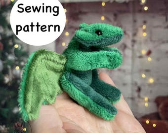 ドラゴン　ぬいぐるみ　ハンドメイド ポケットサイズのドラゴンぬいぐるみ型紙 – 即時ダウンロード型紙＋