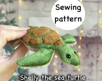 Shelly the sea turtle Plush Sewing Pattern – Instant download pattern + tutorial – DIY plush sewing – Handmade Plush Toy Guide