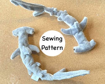 Hammerhead shark Sewing Pattern – Instant download pattern + tutorial – DIY Handmade Plushie Toy Guide