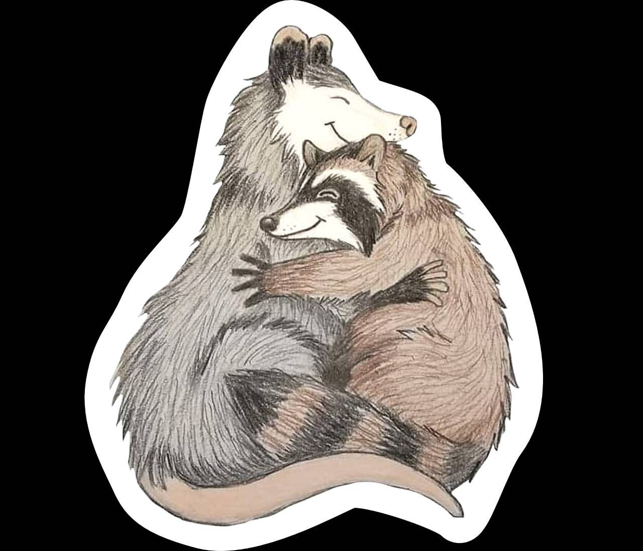 Possum and raccoon sticker B-GRADE possum sticker opossum | Etsy