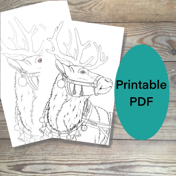 Printable Christmas Coloring Page Reindeer Coloring Page