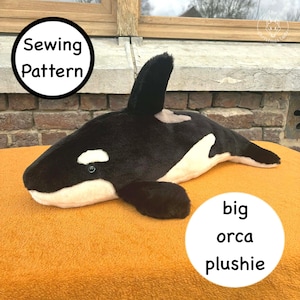 Big orca plush Sewing Pattern – Killerwhale Stuffed Animal Tutorial (Digital Download)