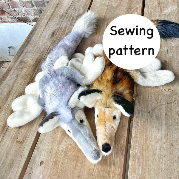 Patrón de costura para el dragón de peluche Toloon: Dragón zorro de fantasía DIY, 85 cm (descarga digital)