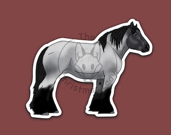 Blue roan Ardennes draft horse sticker  #15 - weatherproof 3 inch vinyl sticker