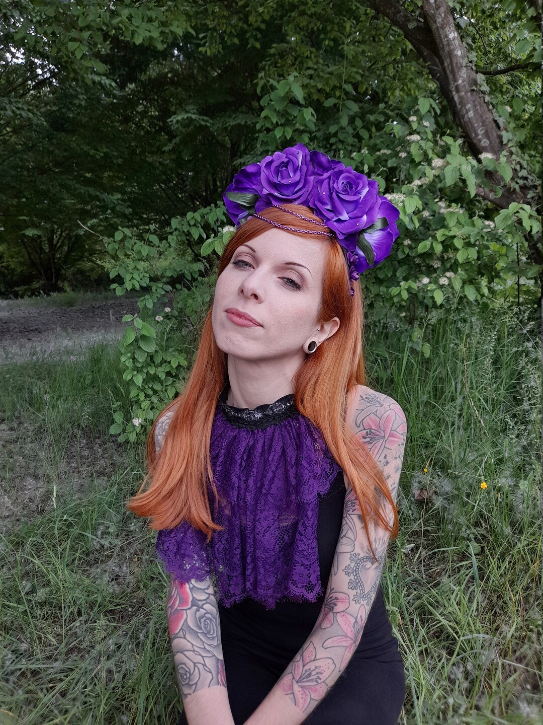 Jabot in Soft Purple Lace Vampire Gothic Wiccan Reenactment Etsy