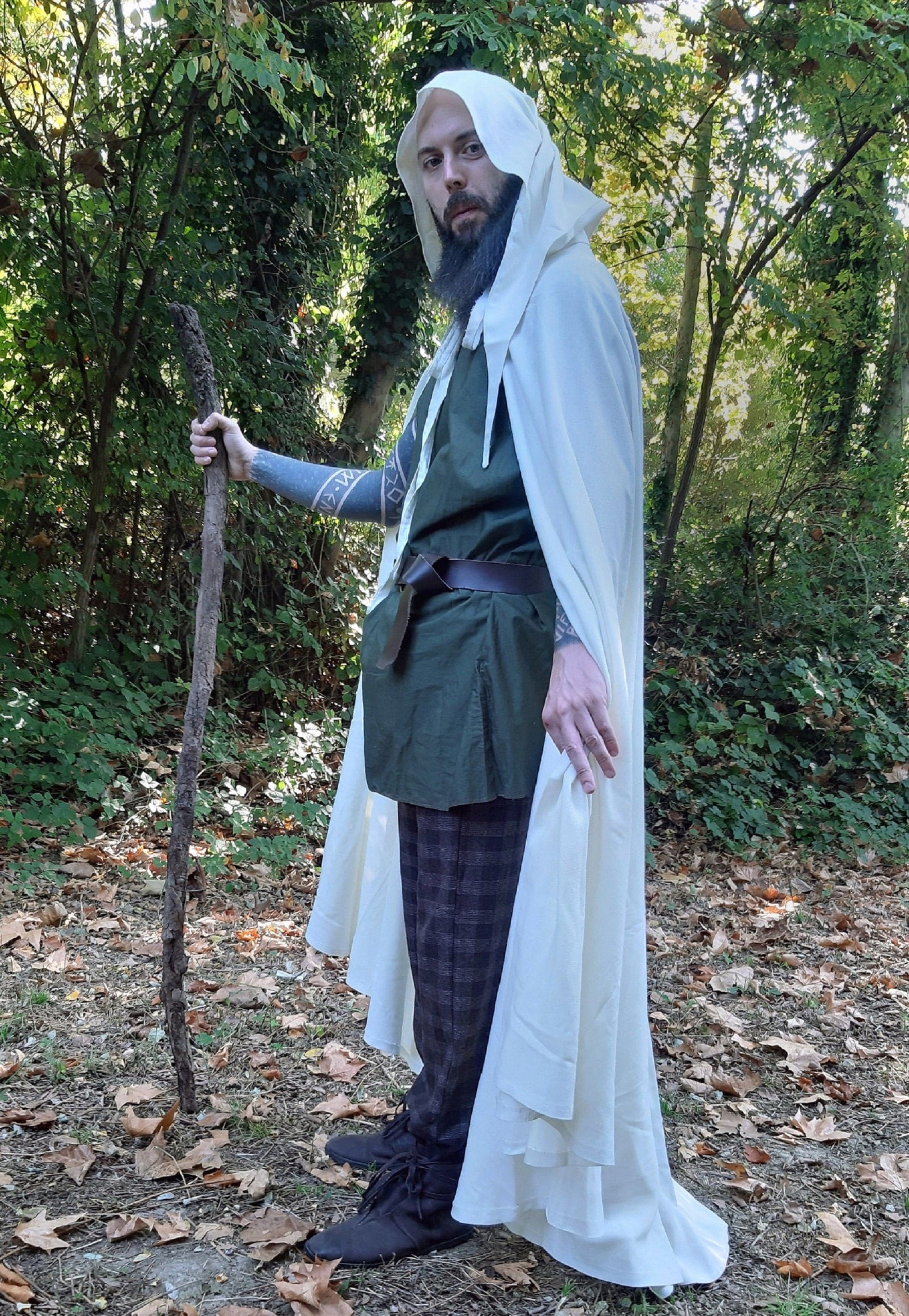 LAST PIECE Medieval White Linen Hooded Cloak Druid Wiccan Etsy UK