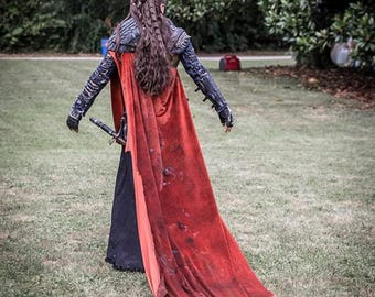 SHOULDER Strap+RED Cape Commander Lexa The 100 cosplay costume  postapocalyptic warrior sci-fi burning man