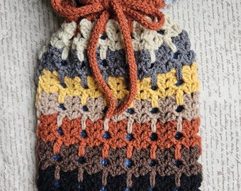 Crochet rustic hot water bottle cover / cosy featuring cats