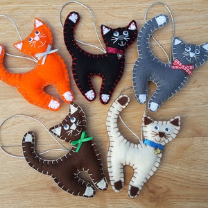 Hand stitched felt cat Christmas tree decoration/ornament