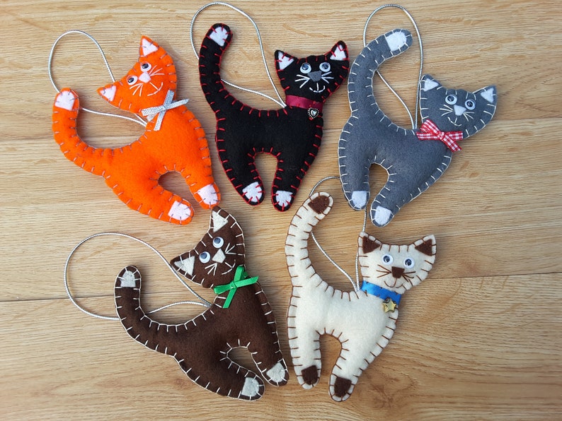 Hand stitched felt cat Christmas tree decoration/ornament Etsy