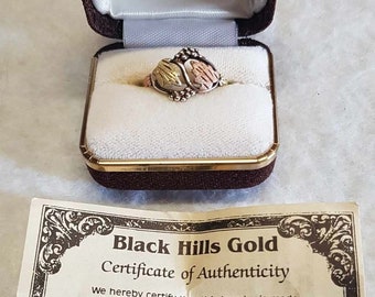 Black Hills Gold Sterling Silver & 2 Tone Gold Ring Size 8 with Original Box  Perfect for Mother's Day