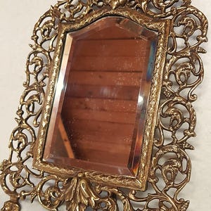 Antique Brass Mirror With Roman God Baccus Early 1900&#39;s