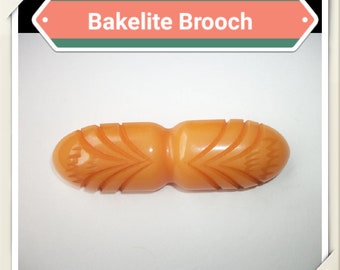 Art Deco Bakelite Brooch, Butterscotch Carved Pin, Vintage 1920's, 1930's Lovely for Spring / Summer Simichrome Tested