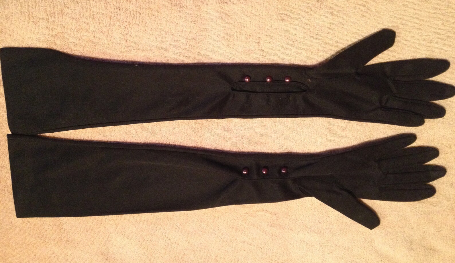 Fabulous Black Vintage Opera Gloves With Pearlized Buttons Etsy