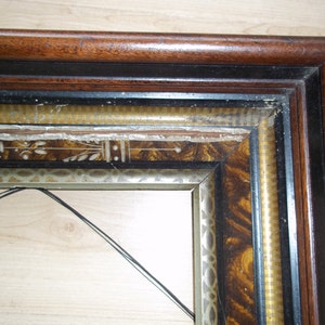 Eastlake Deep Cove Frame, Antique Victorian Carved/ Incised Black Walnut Tortoise Shell, Faux Burl Frame image 4