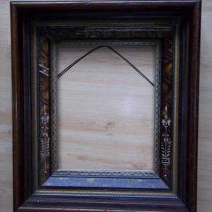 Eastlake Deep Cove Frame, Antique Victorian Carved/ Incised Black Walnut Tortoise Shell, Faux Burl Frame image 3