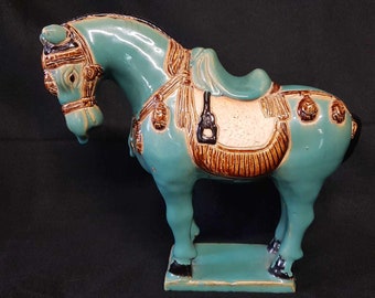 Tang Dynasty Sancai Tri Color Glaze Horse Statue Reproduction