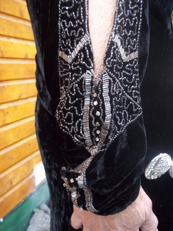 Authentic 1920's Art Deco Gown, Black Velvet and … - image 6