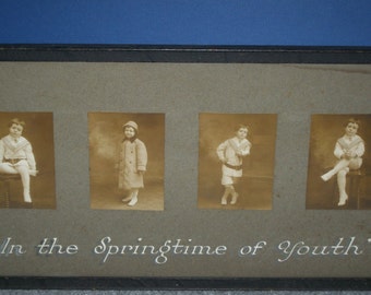 Antique Edwardian Six Panel Portrait Frame Child  Photograph  SPRING QUOTE Late 1800's to Early 1900's