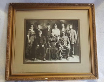 Antikes Edwardian Familienfoto Gerahmt Unter Glas Um 1901-1910