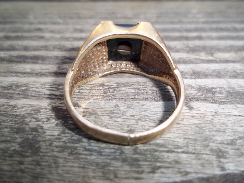 10k Black Onyx Signet Ring Initial G Size 8 Vintage Circa 1930/'s Fall Fashion