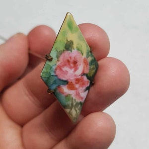 Antique, Victorian, Edwardian Hand Painted Porcelain Hat Pin 1910