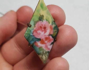 Antique, Victorian, Edwardian Hand Painted Porcelain Hat Pin 1910