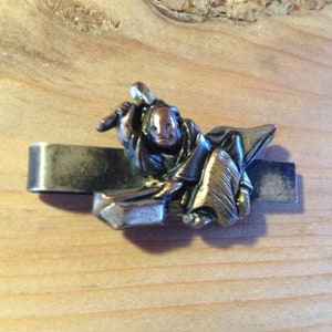Edo period Menuki Shakudo  Japanese Antique Sterling Tie Clasp  Perfect for Father&#39;s DayCirca 1800&#39;s