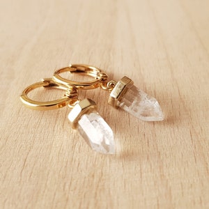 Mini quartz tip hoop earrings image 4