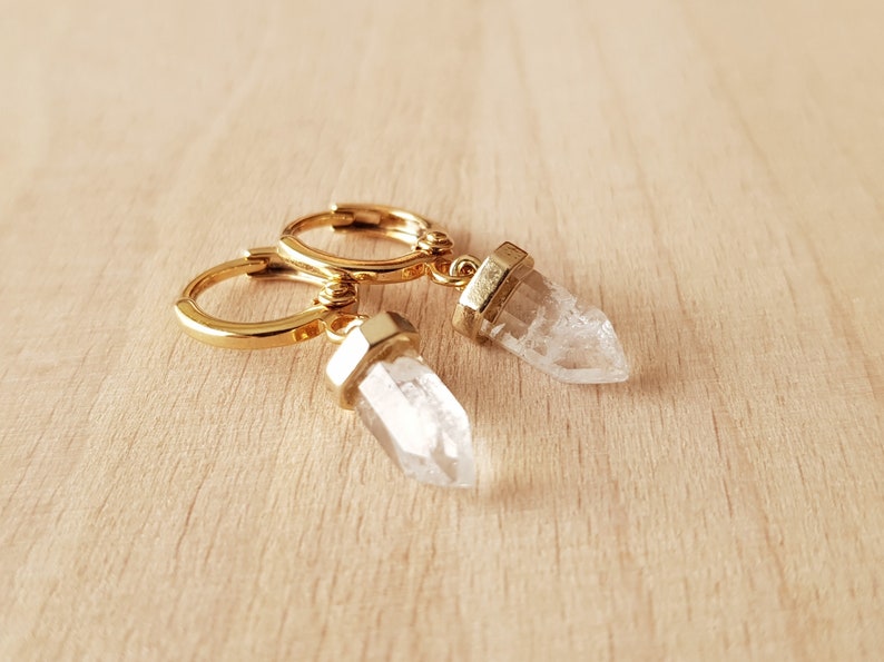 Mini quartz tip hoop earrings image 4