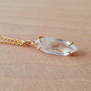 Mother&#39;s Day gift, long rock crystal pendant necklace, natural stone jewelry