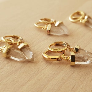 Mini quartz tip hoop earrings image 5