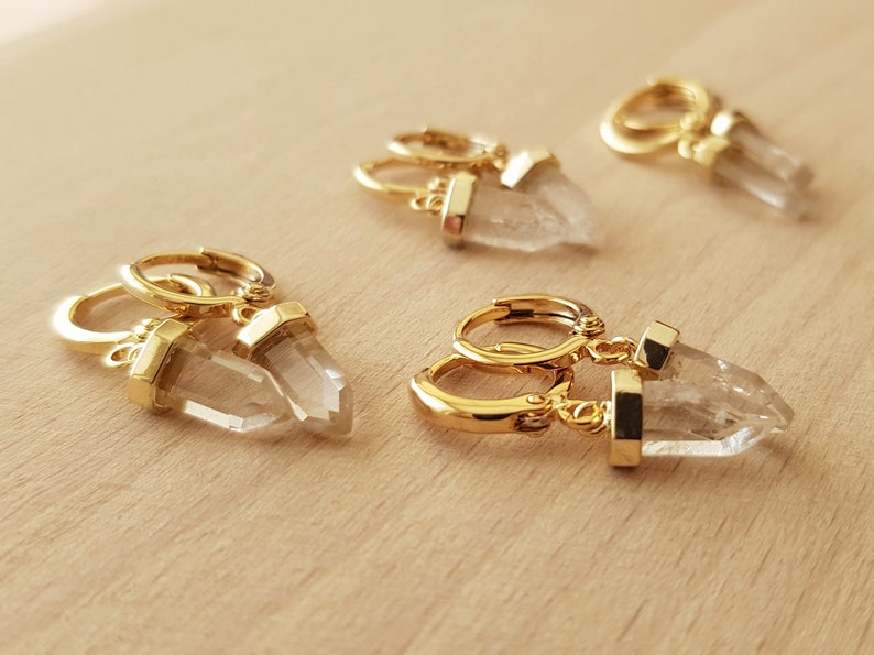 Mini quartz tip hoop earrings image 5