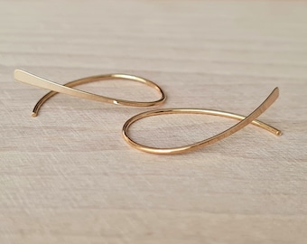 Minimalist Modern Hoops - Open Oval Hoops - Extra Thin 16k Gold Plated Earrings
