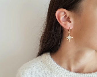 Boucles d'oreille pendentif étoile du Nord - idée cadeau bijoux femmes