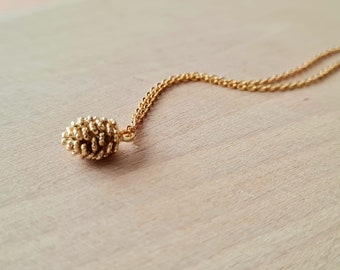 Collier breloque pomme de pin doré, cadeau pour les femmes