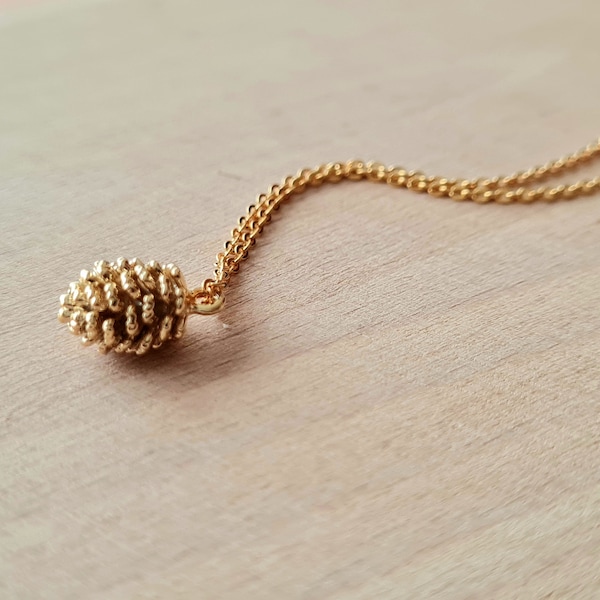 Collier breloque pomme de pin doré, cadeau pour les femmes