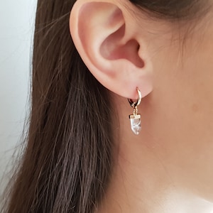 Mini quartz tip hoop earrings image 2