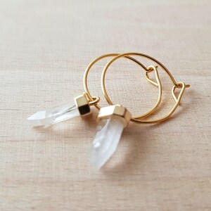 Mini quartz tip hoop earrings image 6
