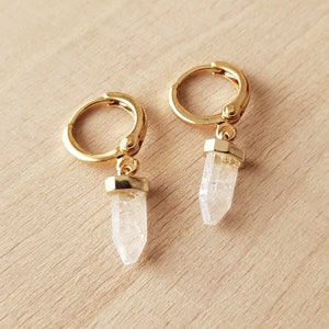 Mini quartz tip hoop earrings image 3