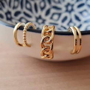 Ear cuff, orecchini a cerchio in oro per orecchie senza piercing, ear cuff doppio